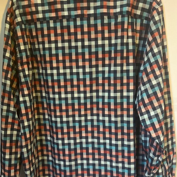 Tommy Bahama XL Long Sleeve Shirt Made in Peru Vibrant Checkered 100% Cotton - Picture 3 of 5